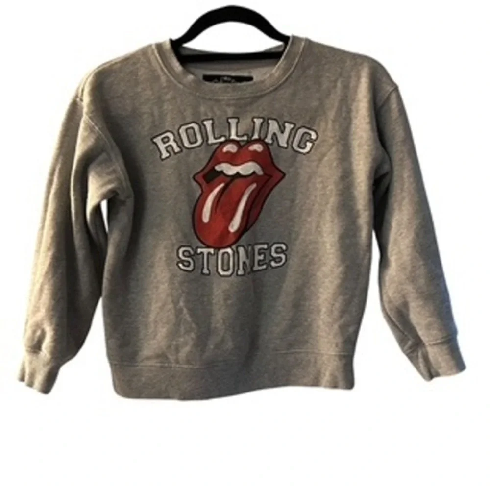 Rolling Stones Sweatshirt Graphic Band Tee Heather Gray‎ Crew Neck